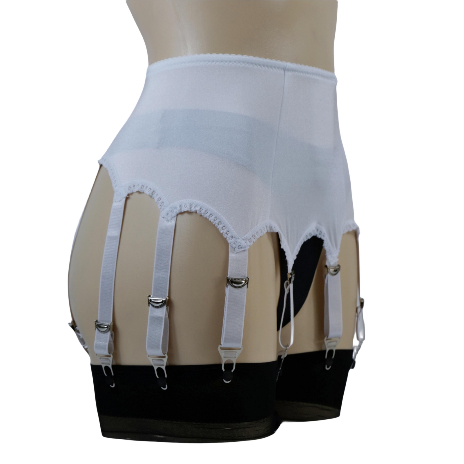 Luxallacki High Waist 10 Straps Garter Belt for Thigh Highs Girdle Metal Clips