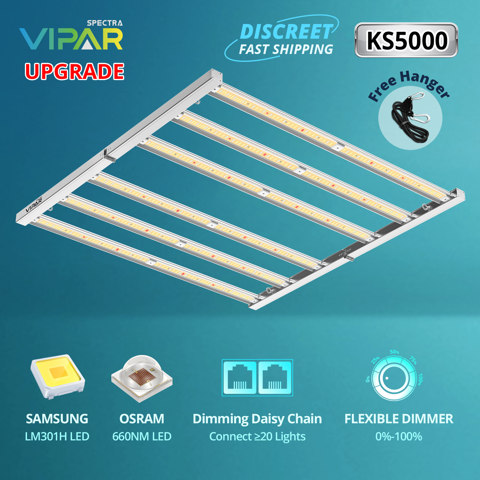 VIPARSPECTRA KS5000 LED Grow Light Bars Full Spectrum Indoor Plants Veg Flower
