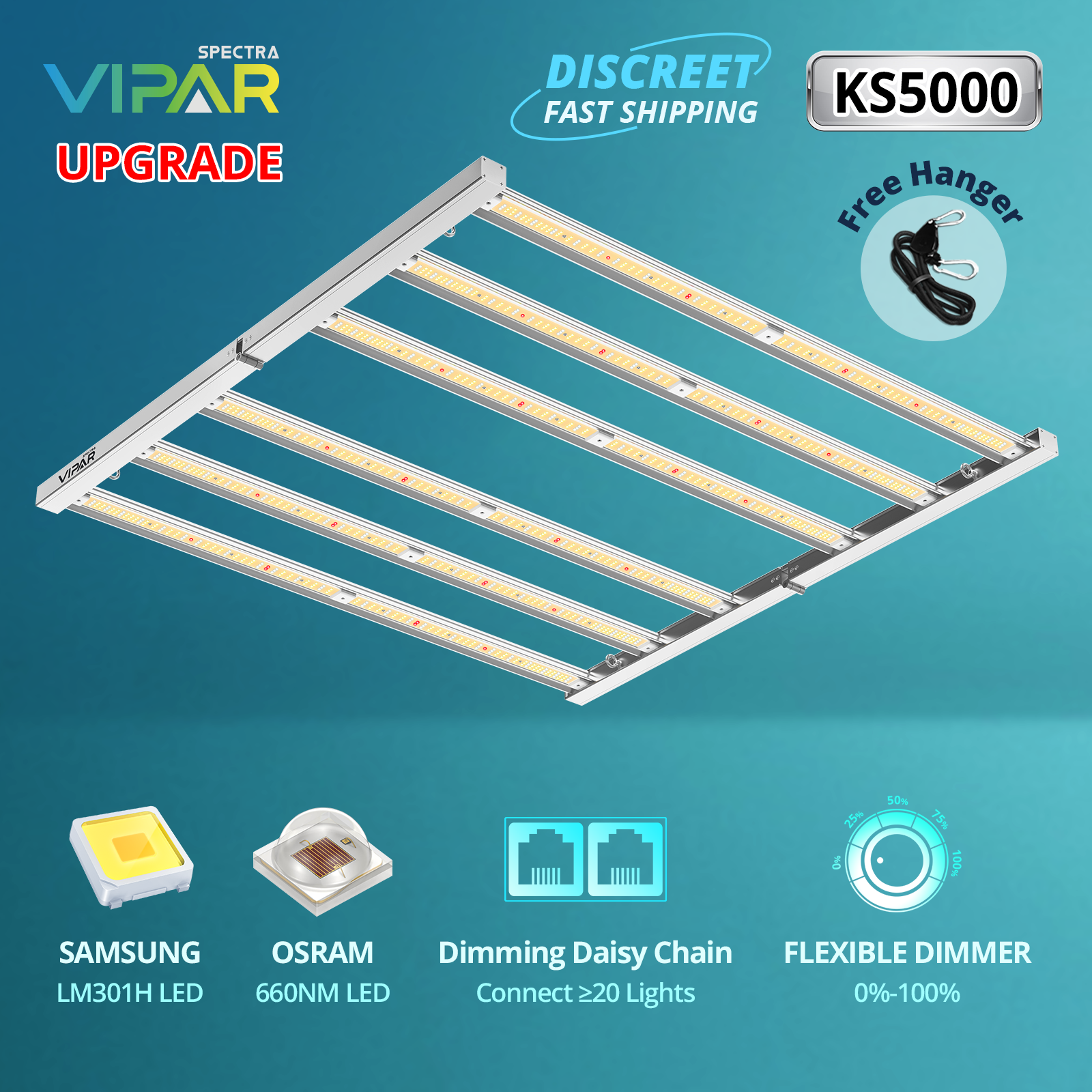 VIPARSPECTRA KS5000 LED Grow Light Bars Full Spectrum Indoor Plants Veg Flower
