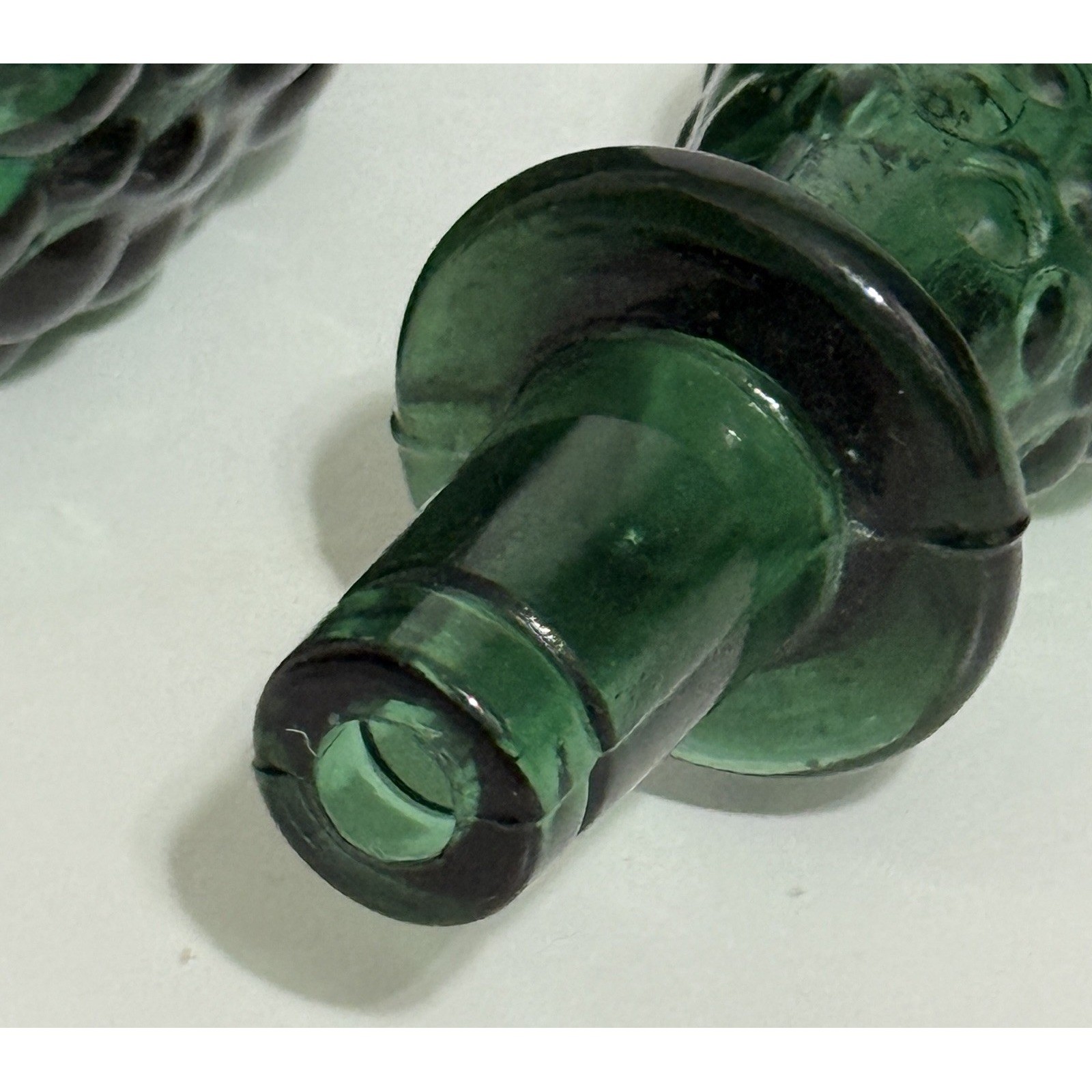 Vintage MCM Green Hobnail Glass Decanter Genie Bottle 21"