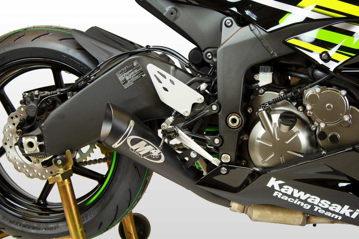 M4 Exhaust Kawasaki ZX6R 2009 to 2024 BLACK GP19 Slip On Muffler IN STOCK