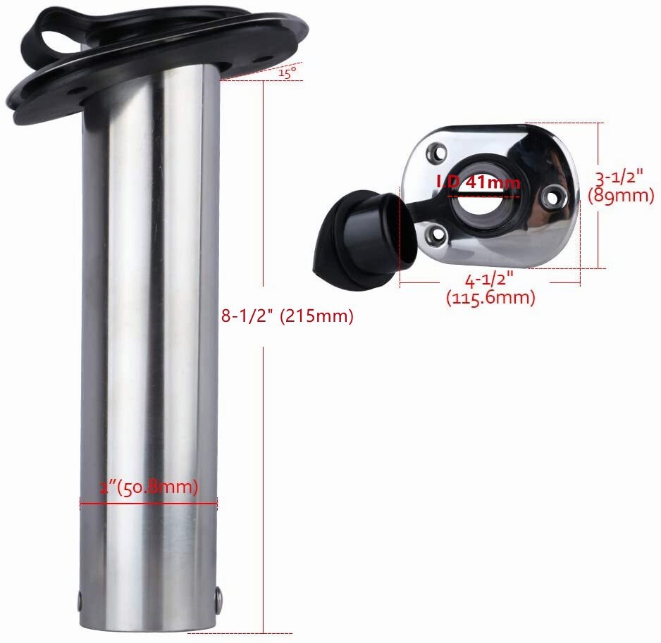 4X 15 Degree Boat Fishing Rod Holder Flush Mount Rod Rack Marine Stainless Steel
