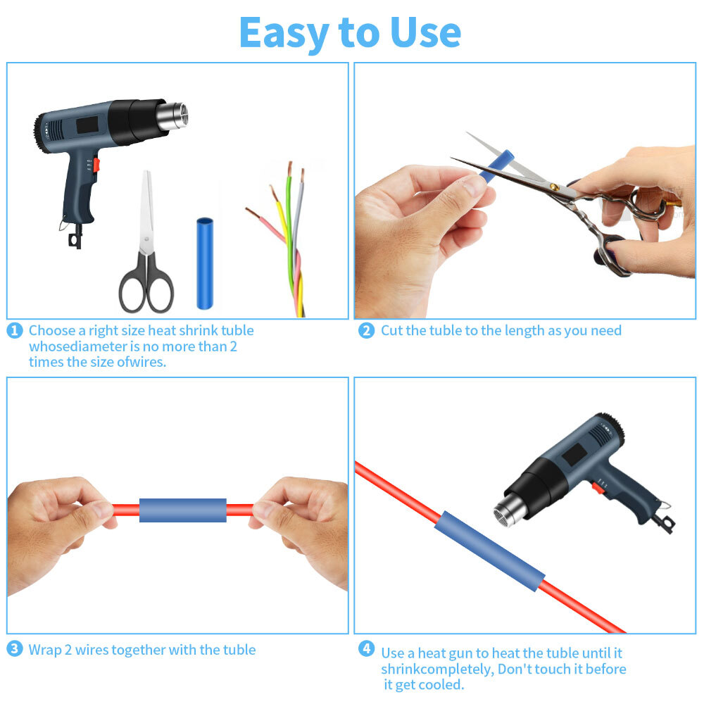 560 PCS. 2:1 HEAT SHRINK TUBING TUBE SLEEVING WRAP CABLE WIRE 5 COLORS 12 SIZES