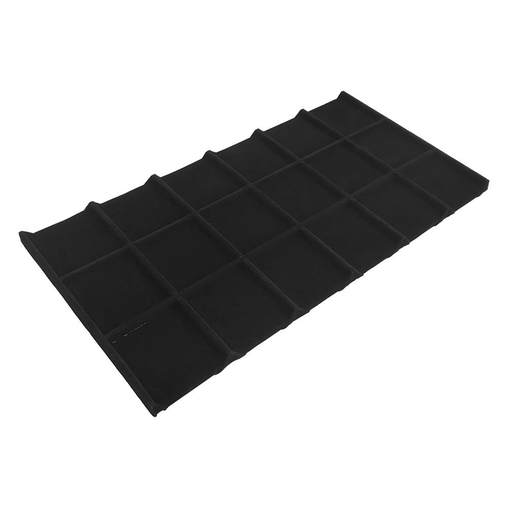 18 Square Black Velvet Jewelry Compartment Tray Storage Organizer Drawer Inserts