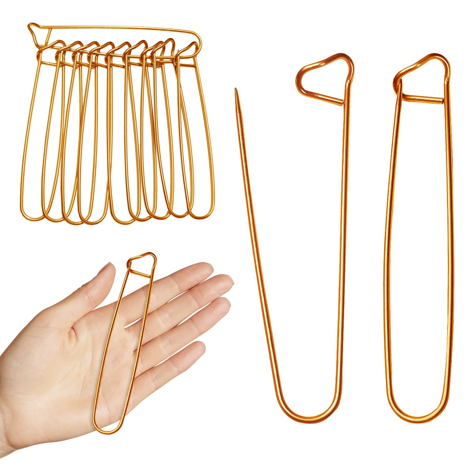 10 PCS Extra Large Safety Pins,Gold Big Safety Pins for Clothes Sweater