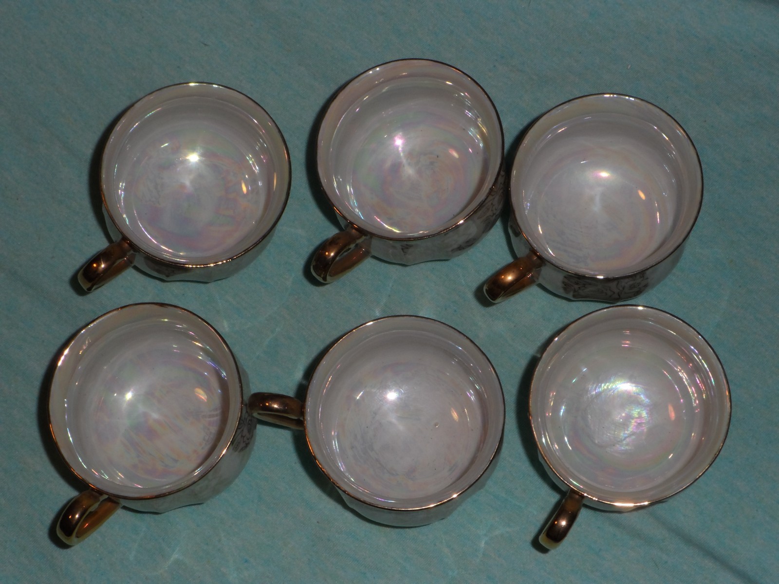 VINTAGE Fresh Iridescent China Tea Set-15 pcs-COMPLETE-Hand Painted Japan-BEAUTY