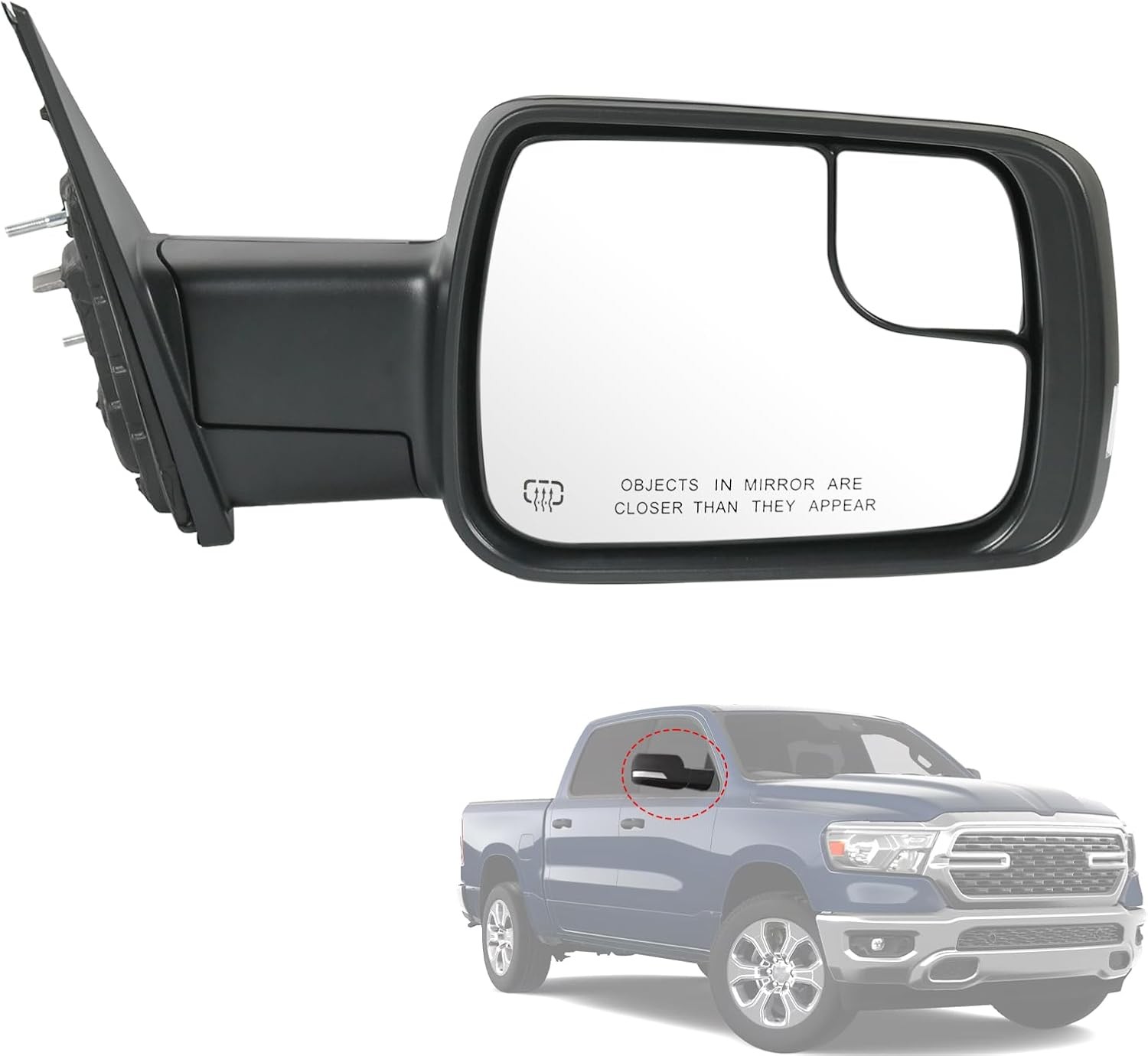 Heated Mirror w/Power Fold Signal Light Right For 2019-2024 Ram 1500 68276500AH