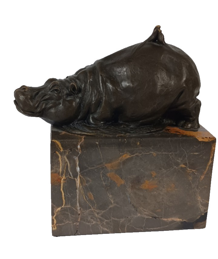 Statue Sculpture hippo Wildlife Art Deco Style Art Nouveau Style Bronze Figurine