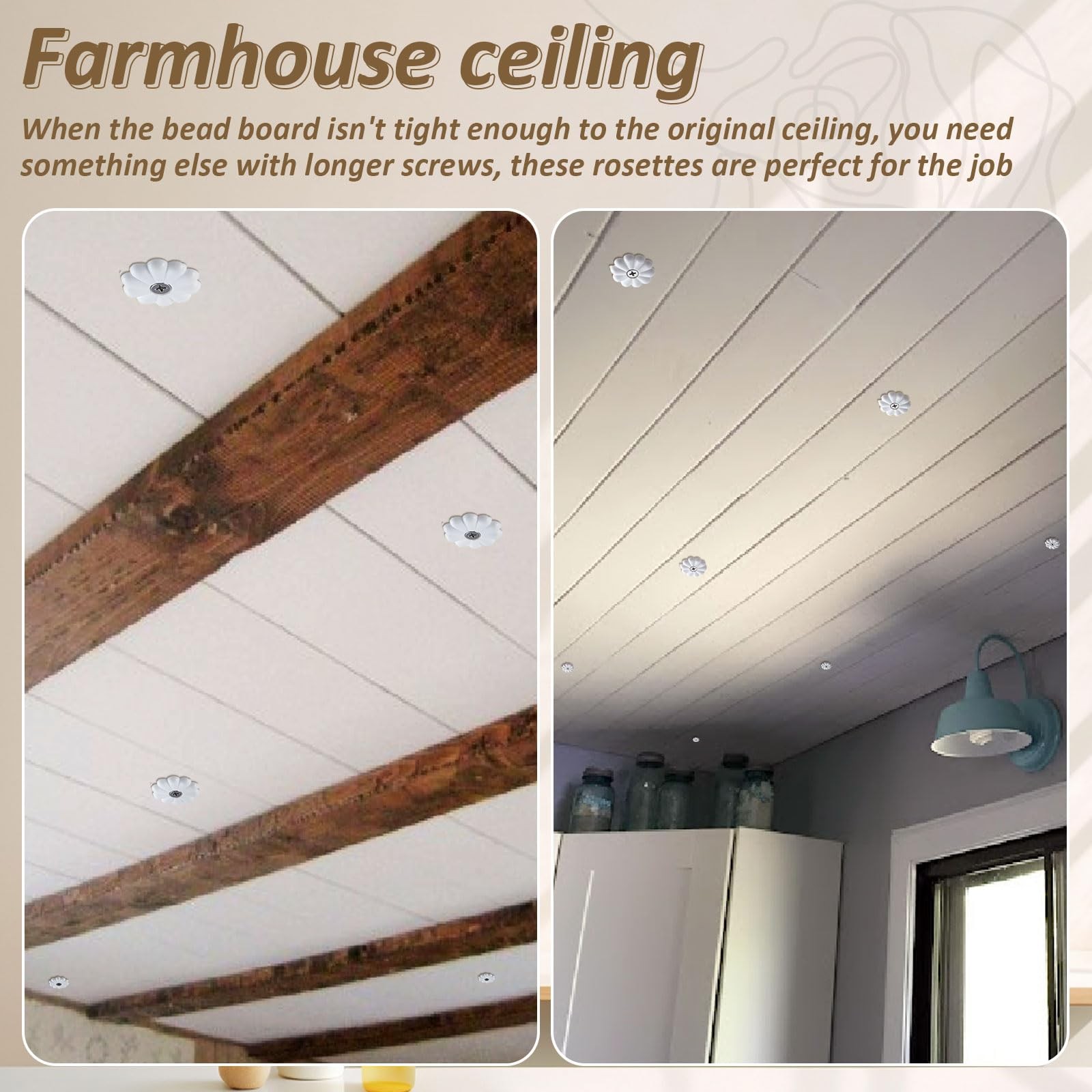 30 Pack Rosette Washers with Screws, Mobile Home/RV Ceiling Rosette Buttons, ...