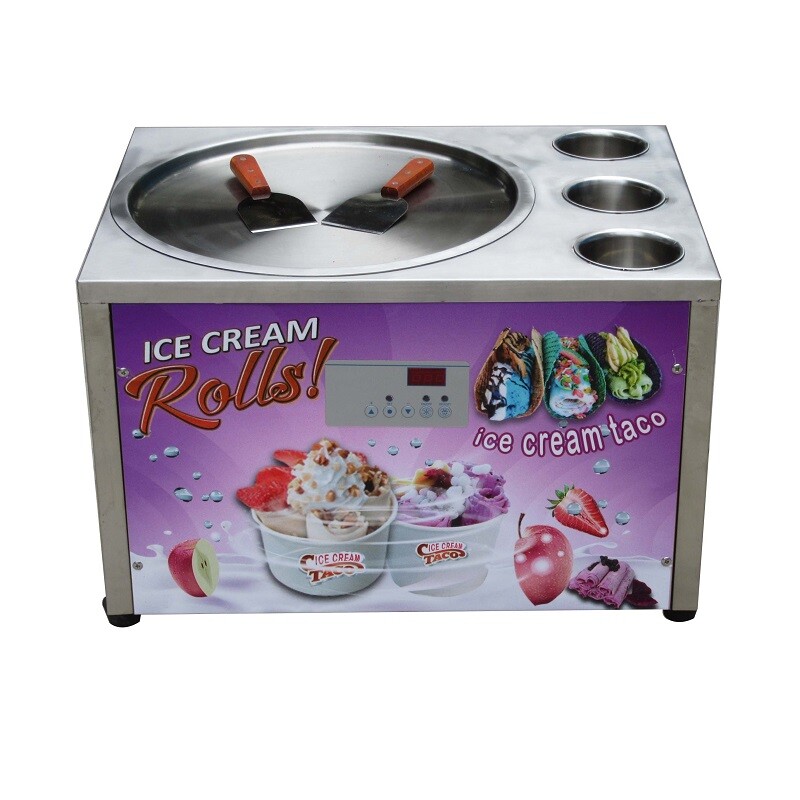 Countertop 45cm round pan with 3 tanks fried ice cream machine rolled ice cream