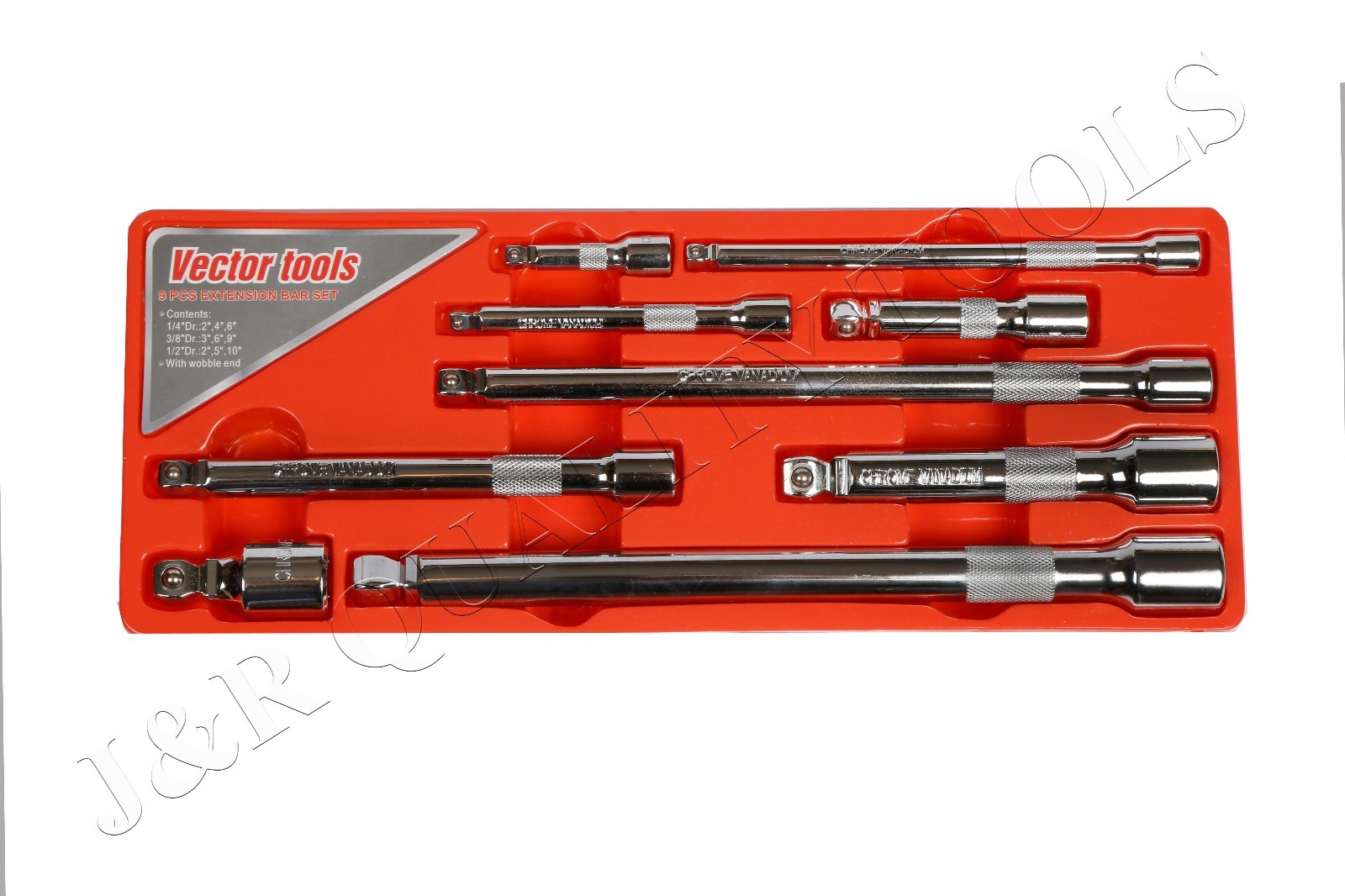 VCT 9PC Wobble Extension Bar Set | Cr-V 1/4",3/8",1/2" Drive