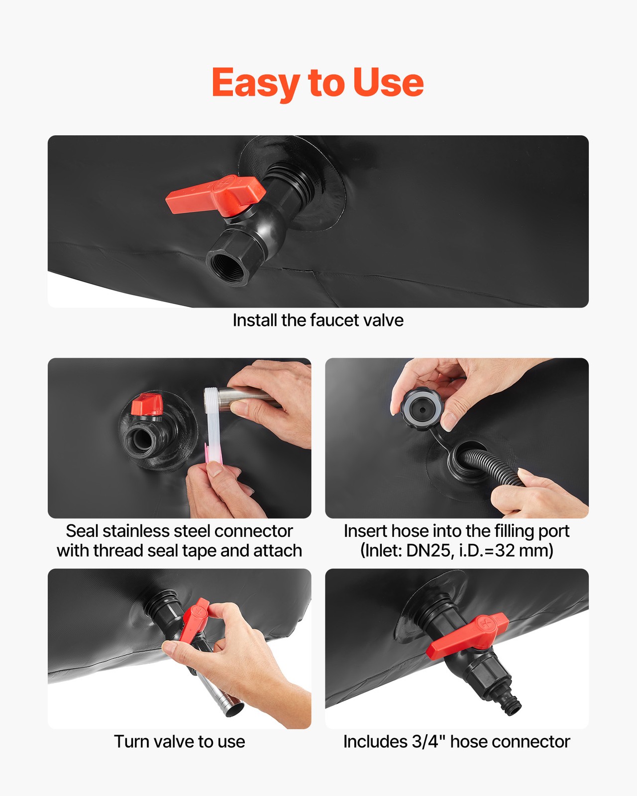 VEVOR 63.4 Gal Collapsible Water Storage Bladder 1000D PVC Water Storage Bag