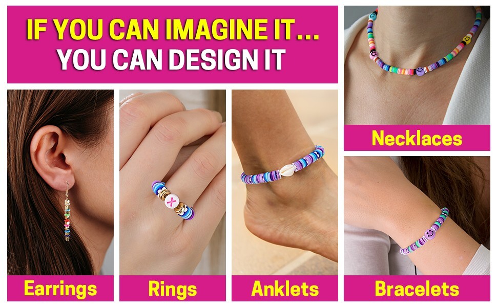 12200 Pcs Clay Beads for Jewelry Making Bracelet Kit Set Flat Polymer Beads KID