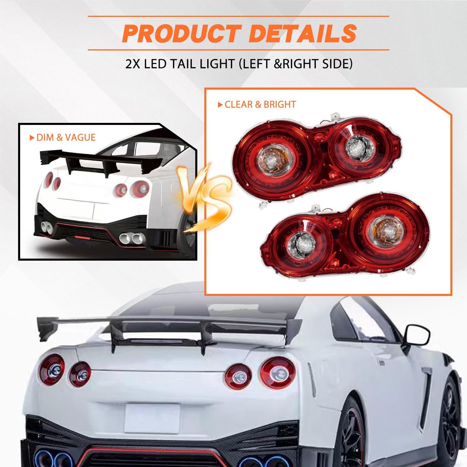 LED Tail Light for 2009-2024 Nissan GTR GT-R R35 Rear Red Brake Tail Lamp
