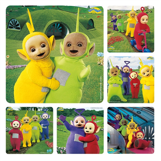 25 (Licensed, Sandylion) Teletubbies Stickers, Assorted 2.5" x 2.5" each