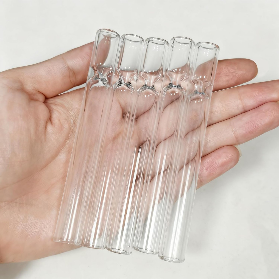 20 PCS transparent Thick Pyrex Glass Chillum Tobacco Pipe Diameter 12mm US