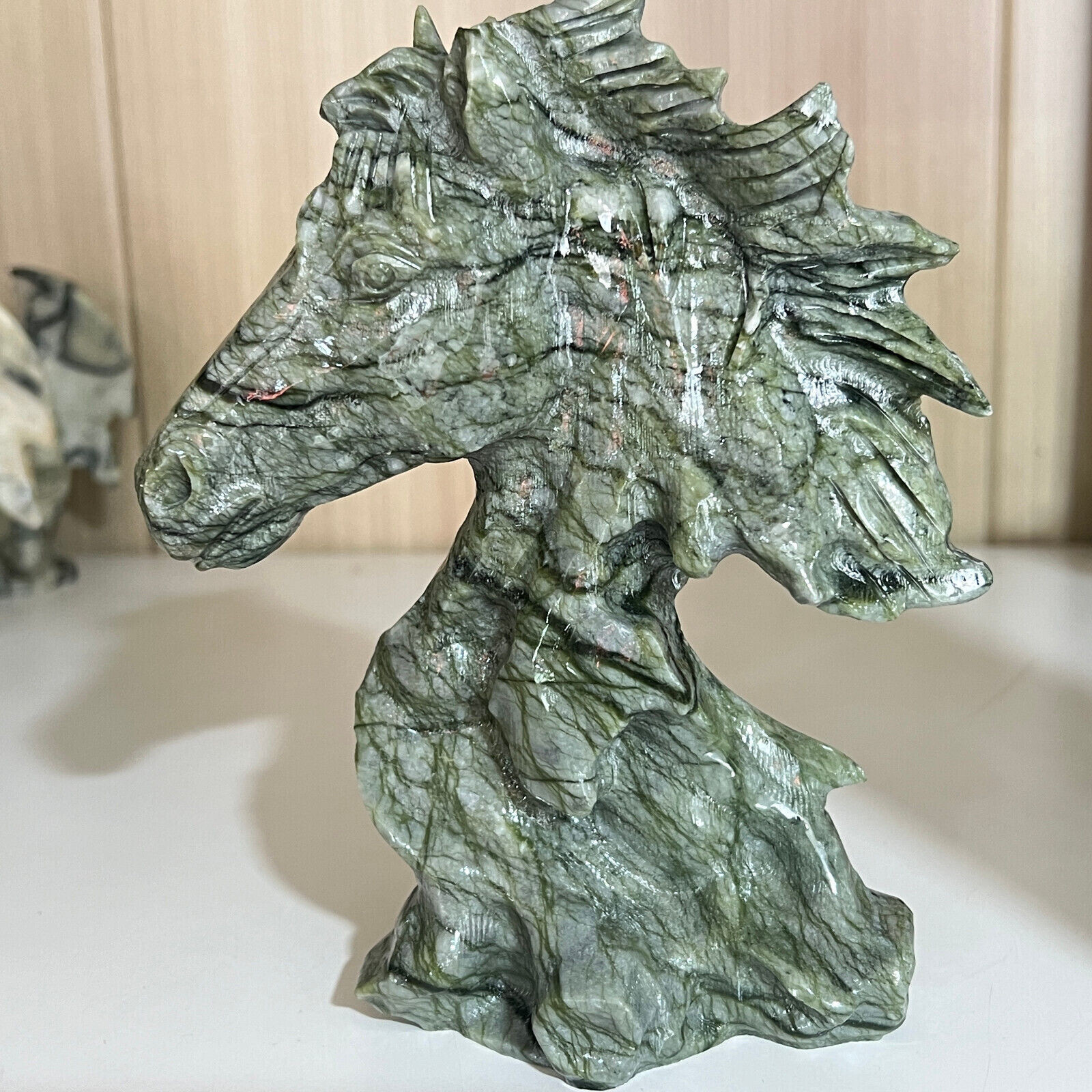 2.97LB Natural yushu stone Quartz Carved horse's head skull Crystal healing 1PC