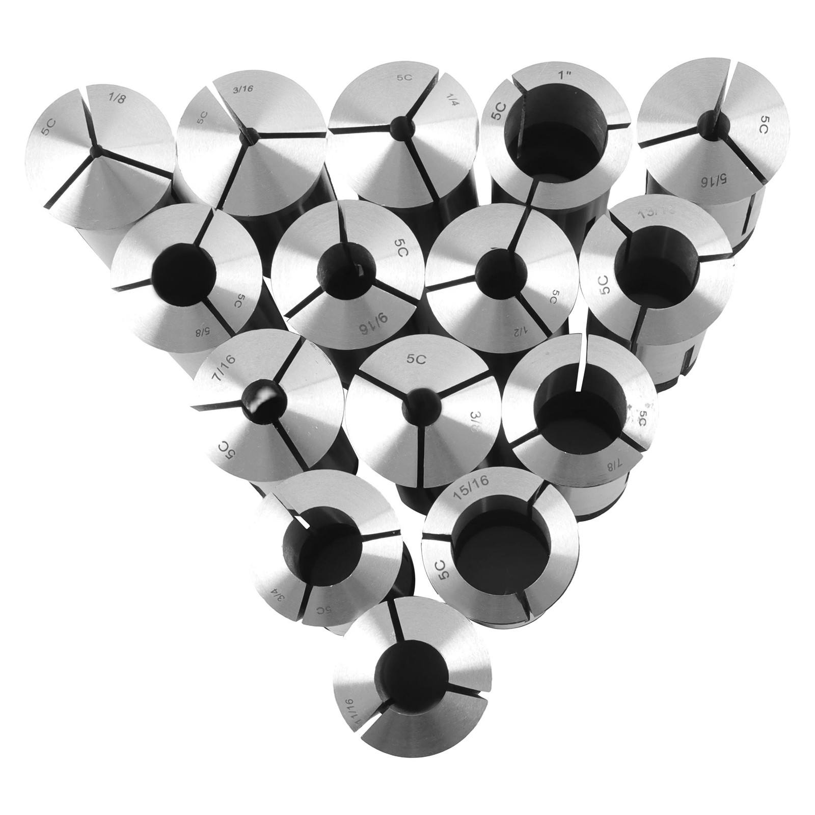 15 × 5C Fractional 1/8 - 1" Precision Collet Set & 5 Pcs Collet Block Set