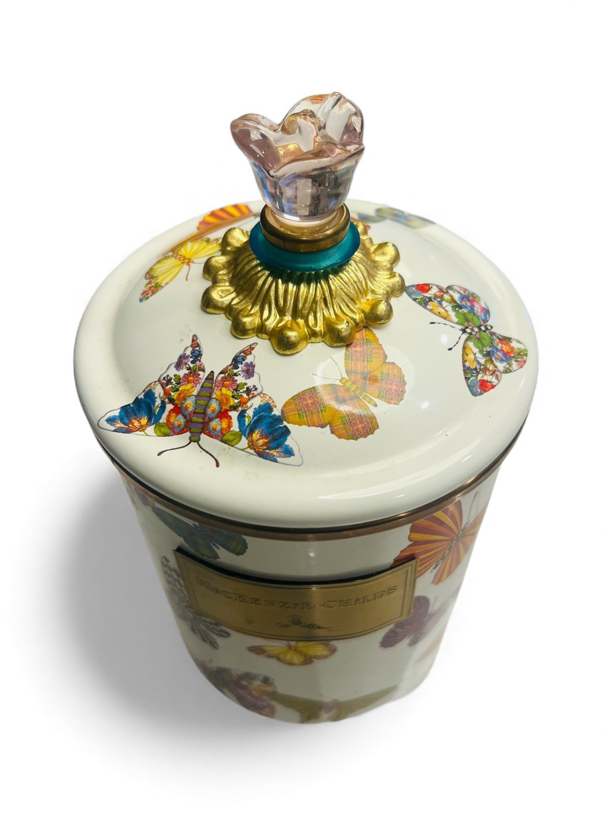 MacKenzie-Childs Butterfly Garden medium enamel canister