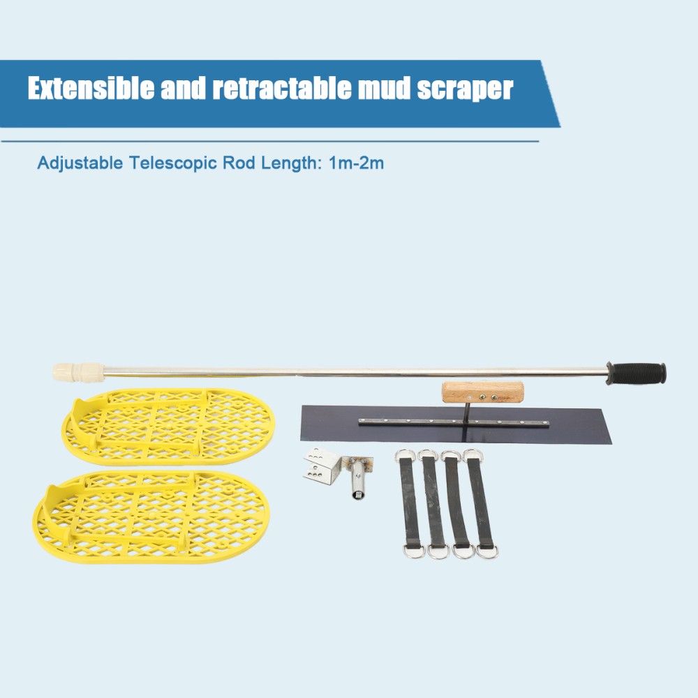 Long Handle Concrete Trowel Cement Surface Smoothing Tool w/ Finishing Shoes NEW