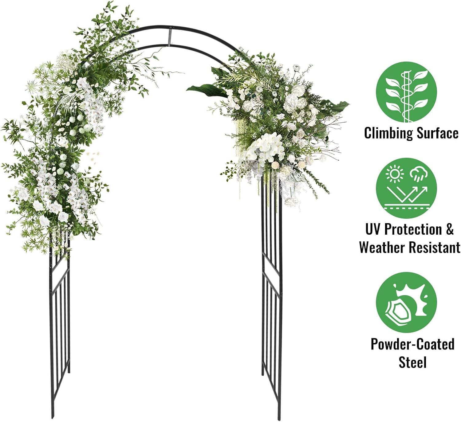 47" x 17.5" x 86" Metal Garden Arch Arbor for Plant Archway Trellis Ceremony