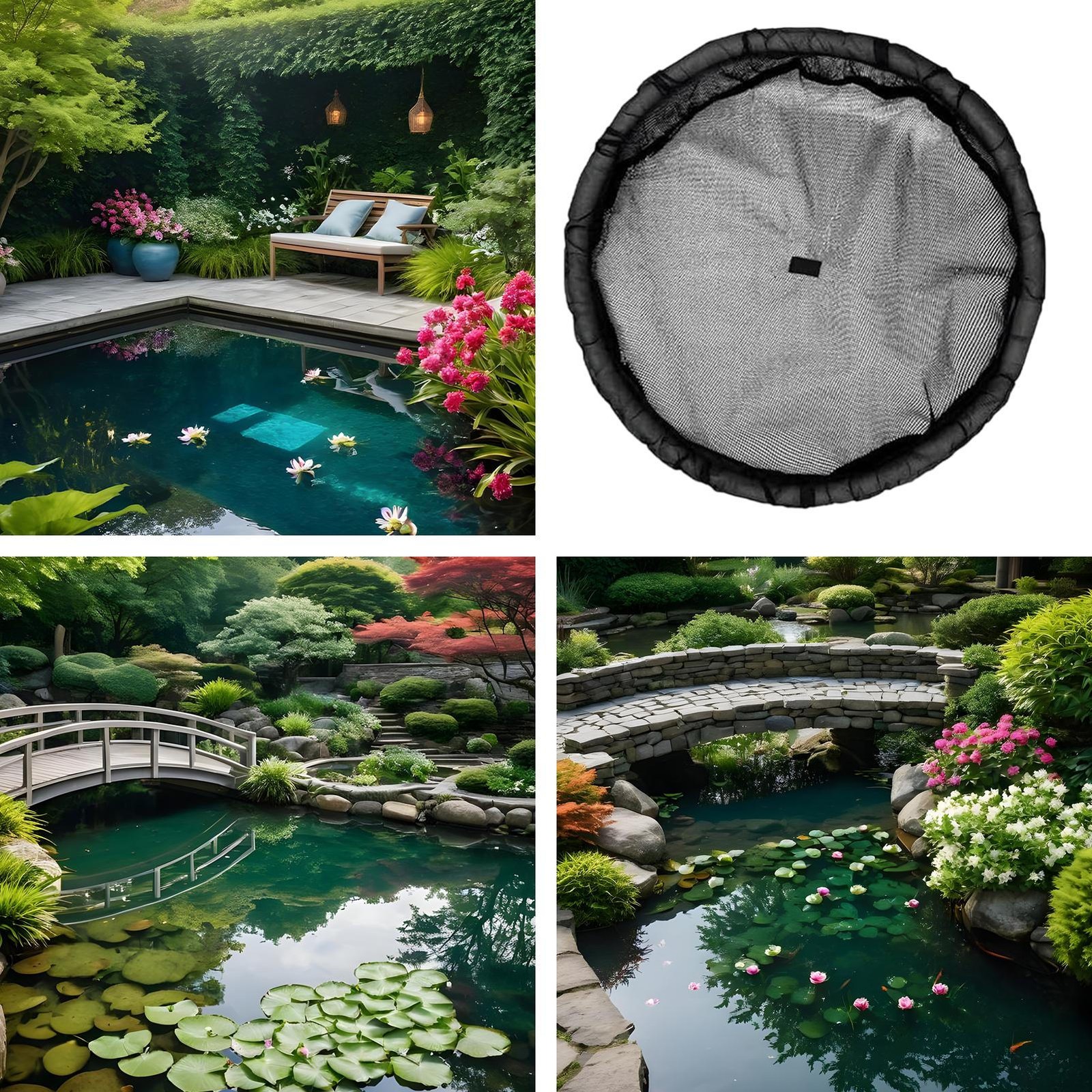 Floating Island Planter for Ponds, 17.7" Round Floating Flora Fish Barrier