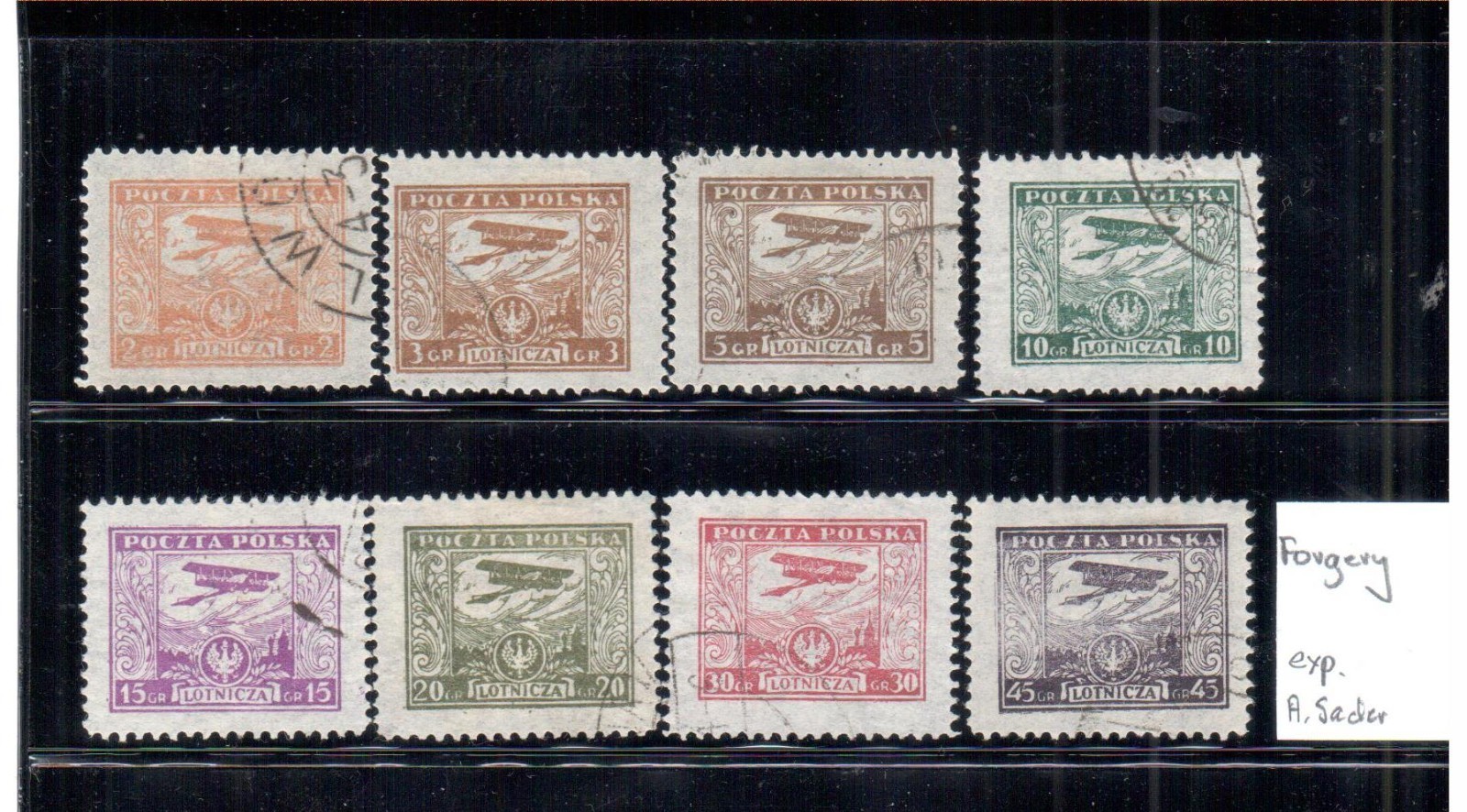 Poland 1925 Air mail C2 - C9 - Forgery exp. A. Sader