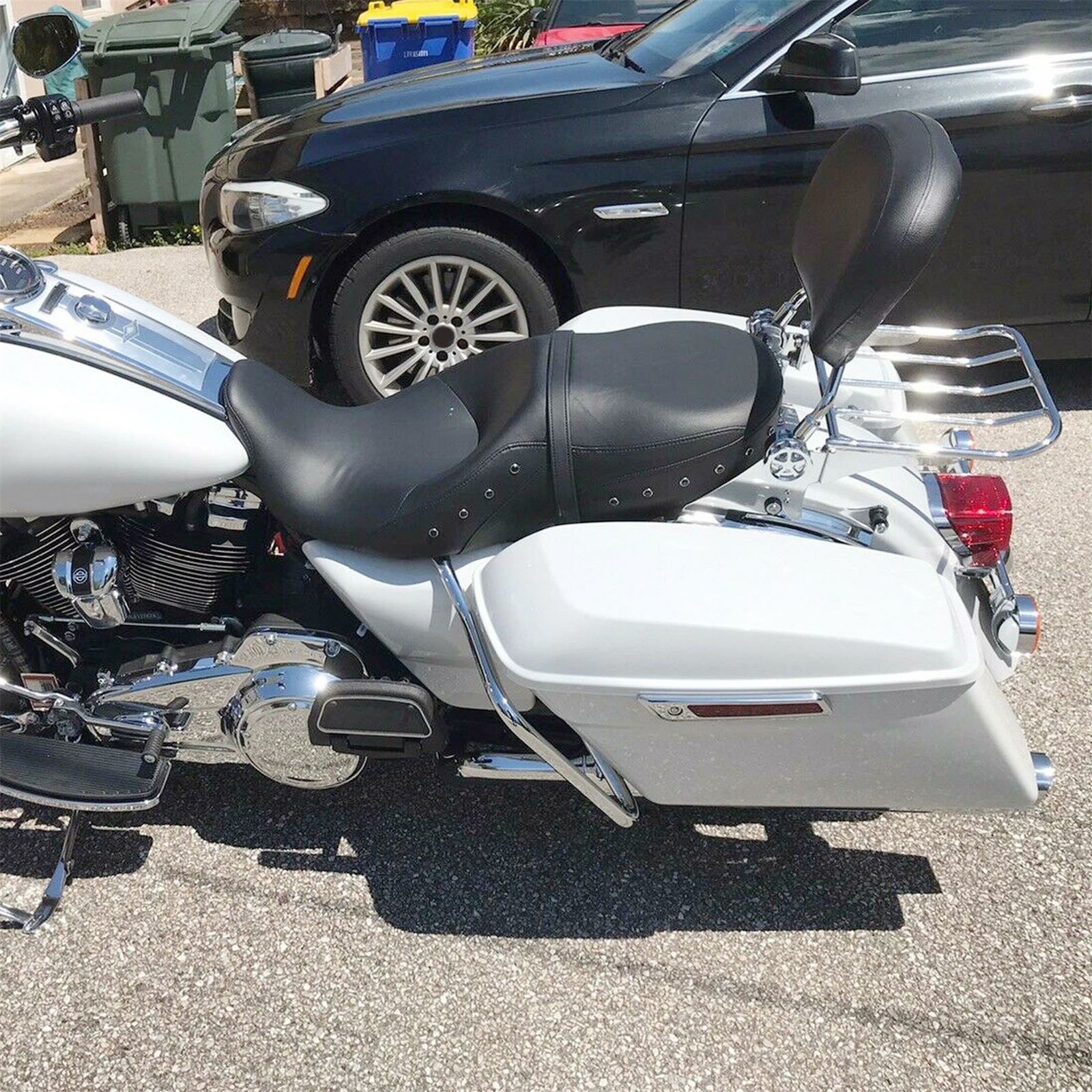 Adjustable Sissy Bar Backrest Luggage Rack For 09-24 Harley Road Electra Glide