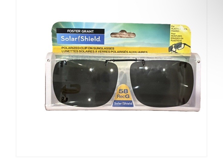 Brand New Foster Grant Solar Shield Polarized Clip On Sunglasses 58 RecG