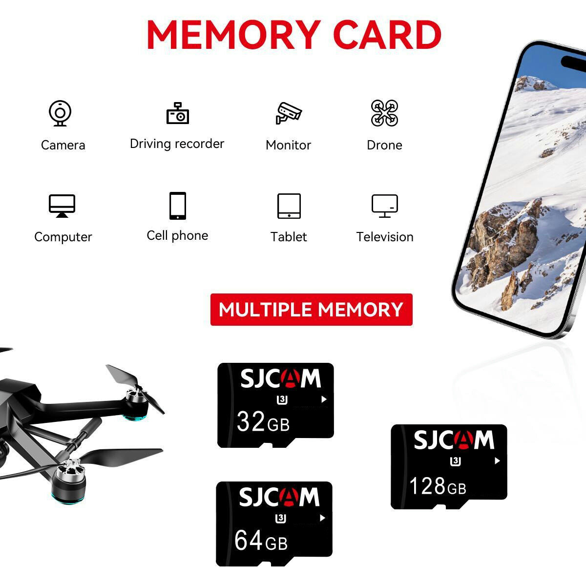 High Speed Memory Card 32GB 64GB 128GB TF Card SDXC U3 for Cameras HD Video