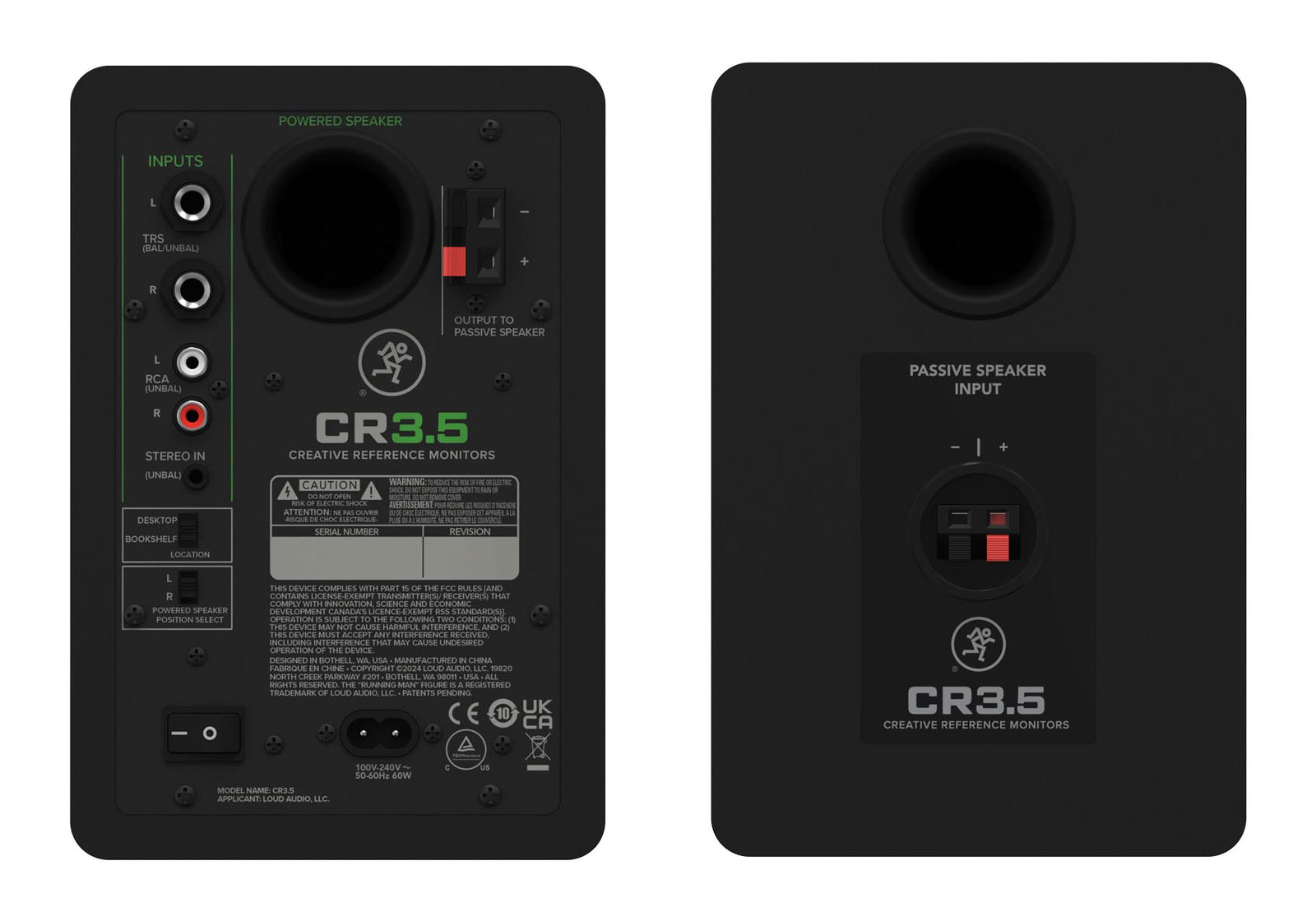 Pair Mackie CR3.5 3.5" Powered Studio Monitors Speakers w/ Tone Control