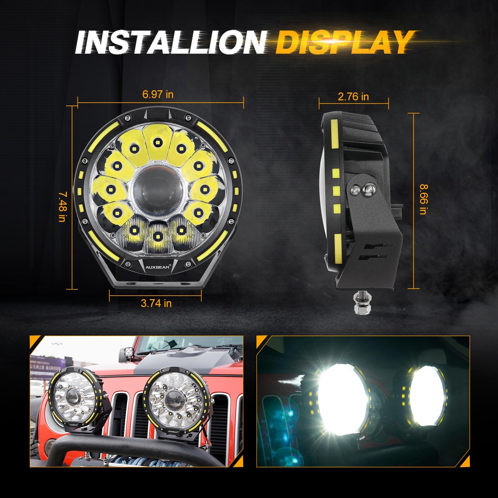 AUXBEAM 7 inch 360-PRO LED Work Light Bar Fog Lamp Pods Offroad Driving or Cover