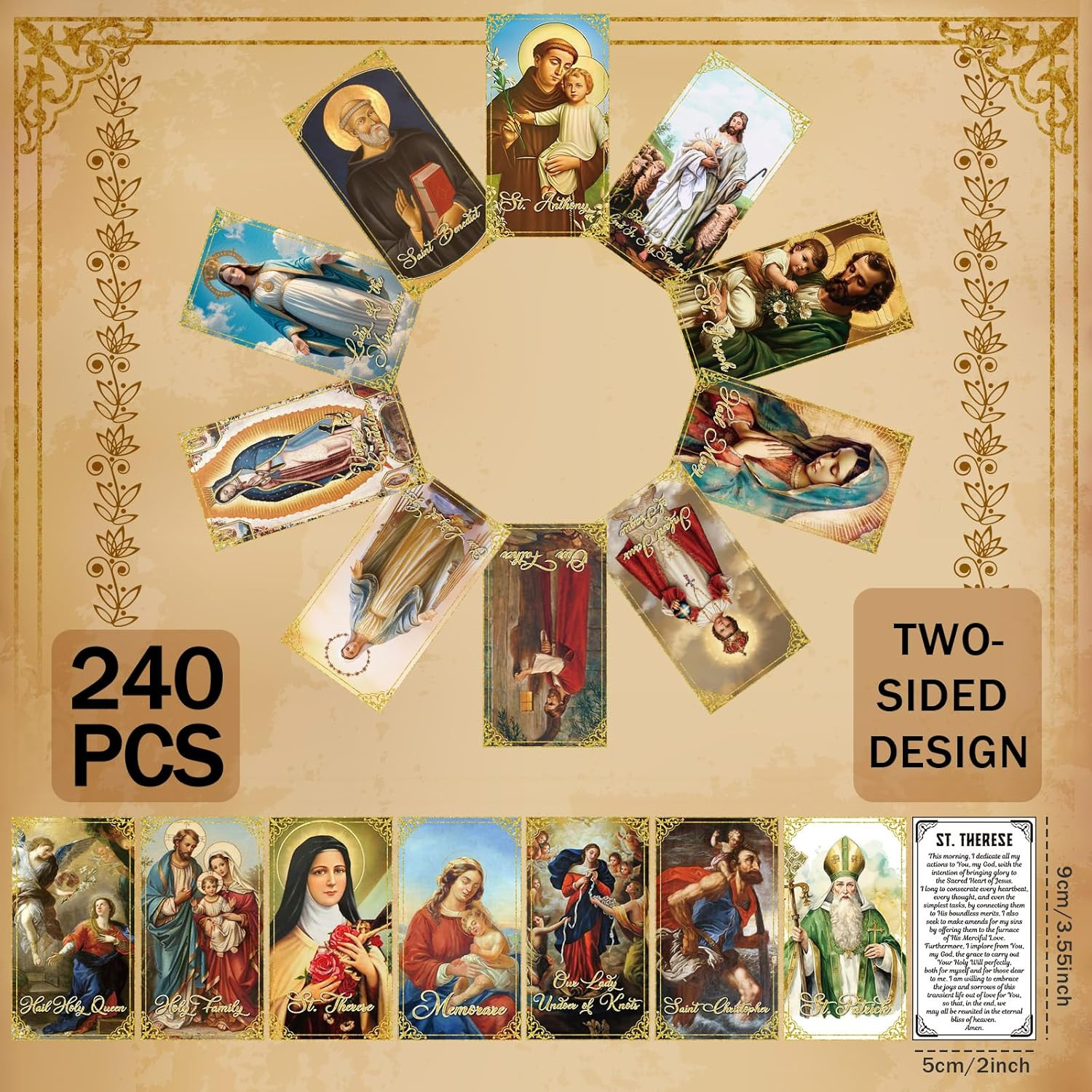 240 Pcs Catholic Prayer Cards Gifts Bulk Holy Cards with Catholic Saints and ...