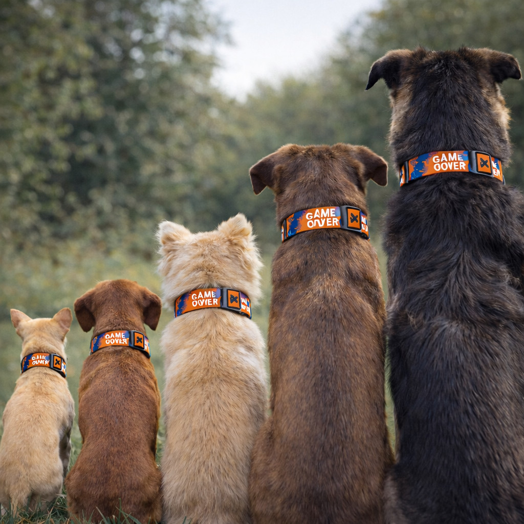 Tactical Dog Collar Strong Nylon Adjustable XS to XL Durable Bright Orange D9