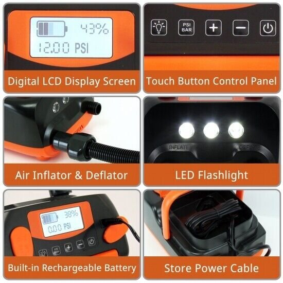 SereneLife SLPUMP50 Electric Air Pump Compressor for SUP & Pool Inflatables