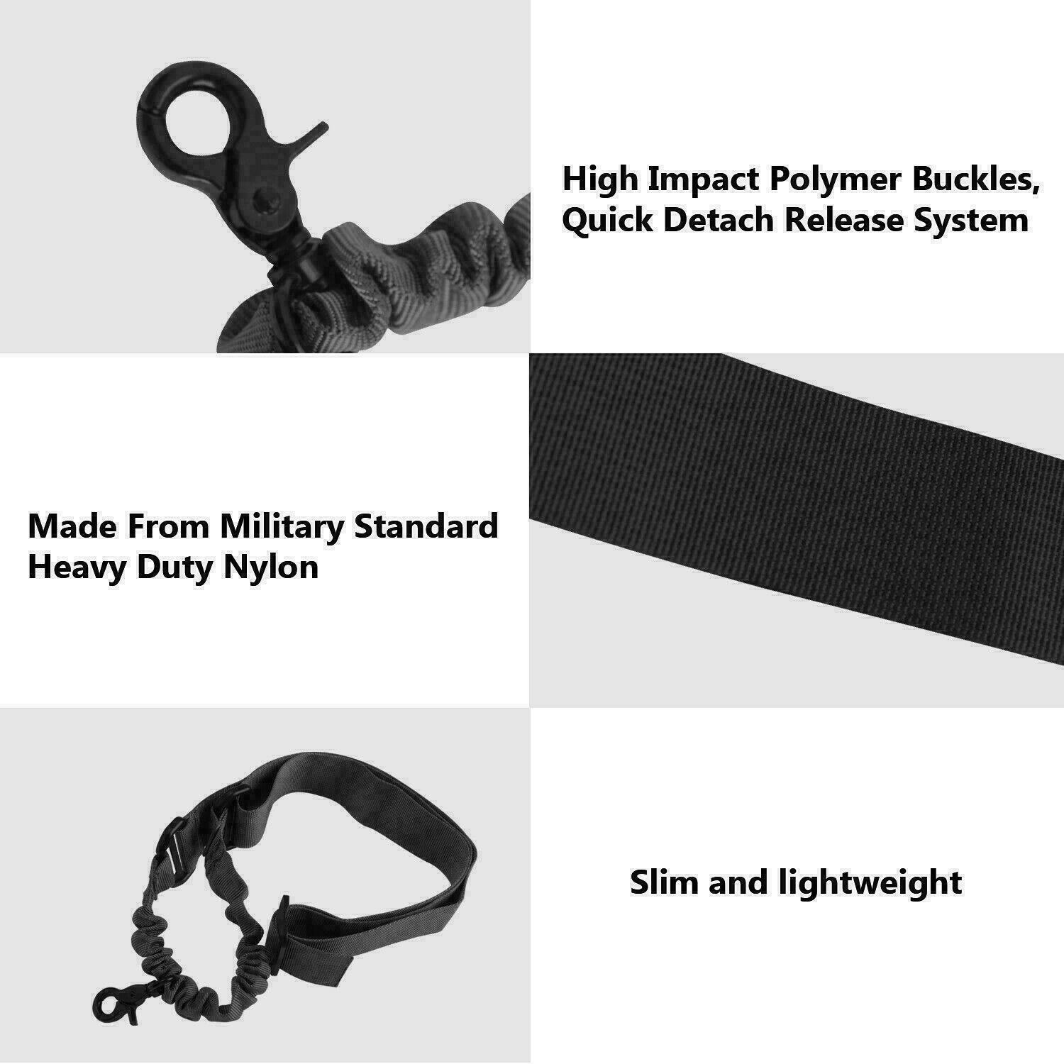 Tactical One Single Point / Two / Three Point Sling Strap Bungee Rifle Gun Sling