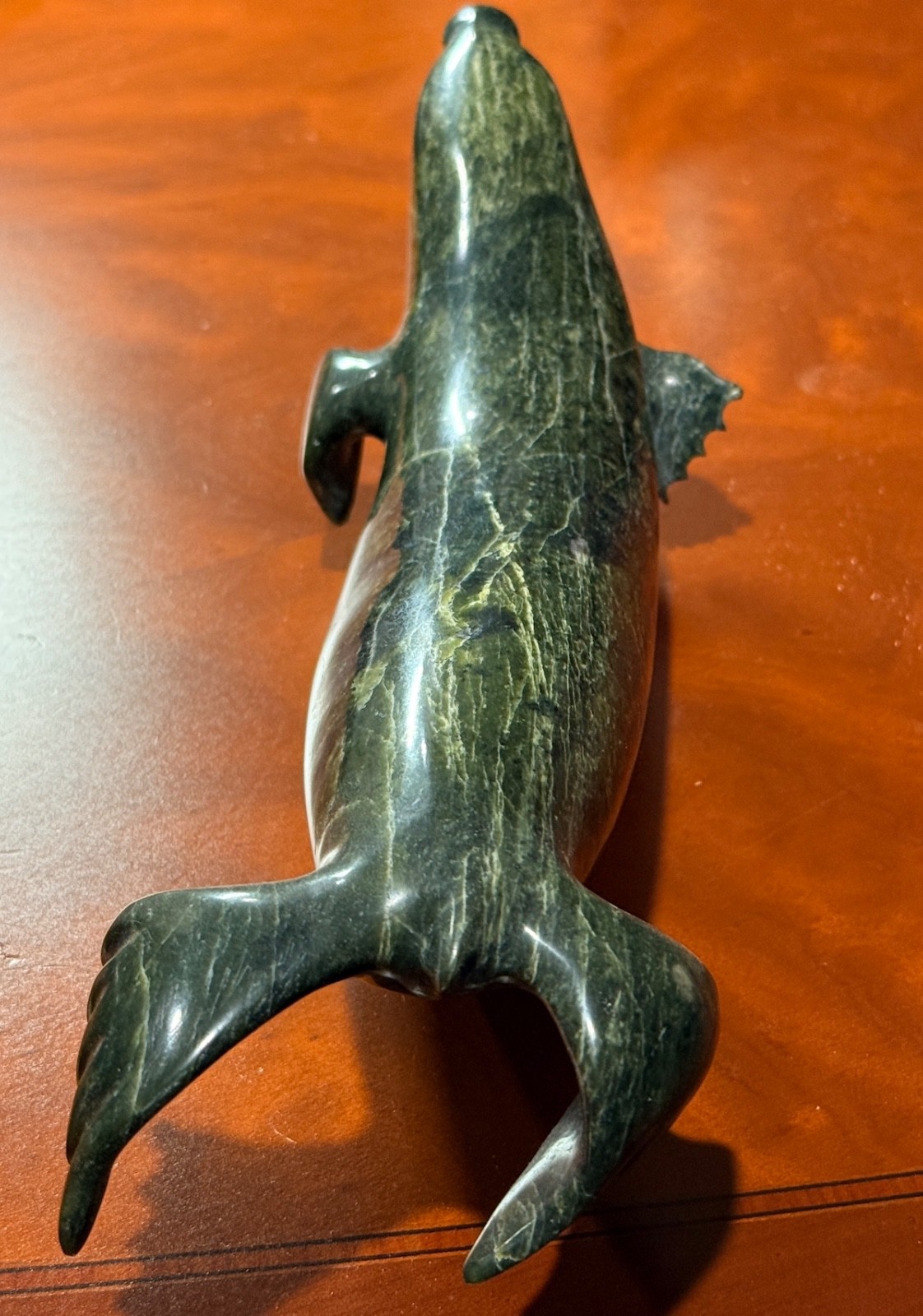 Inuit Serpentine Seal (Otter?) 11" - Signed Ning Ashoona, Beautiful