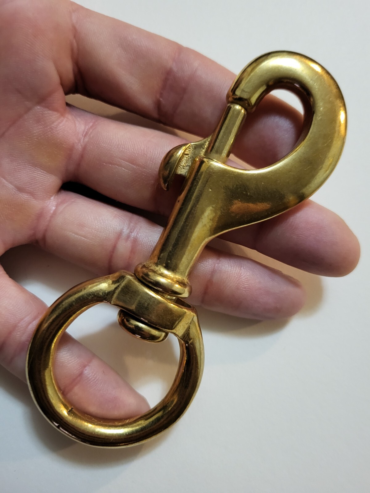 4 3/4" Solid Brass Snap hook with 1 1/4" swivel eye for lounge, rein, leash,rope