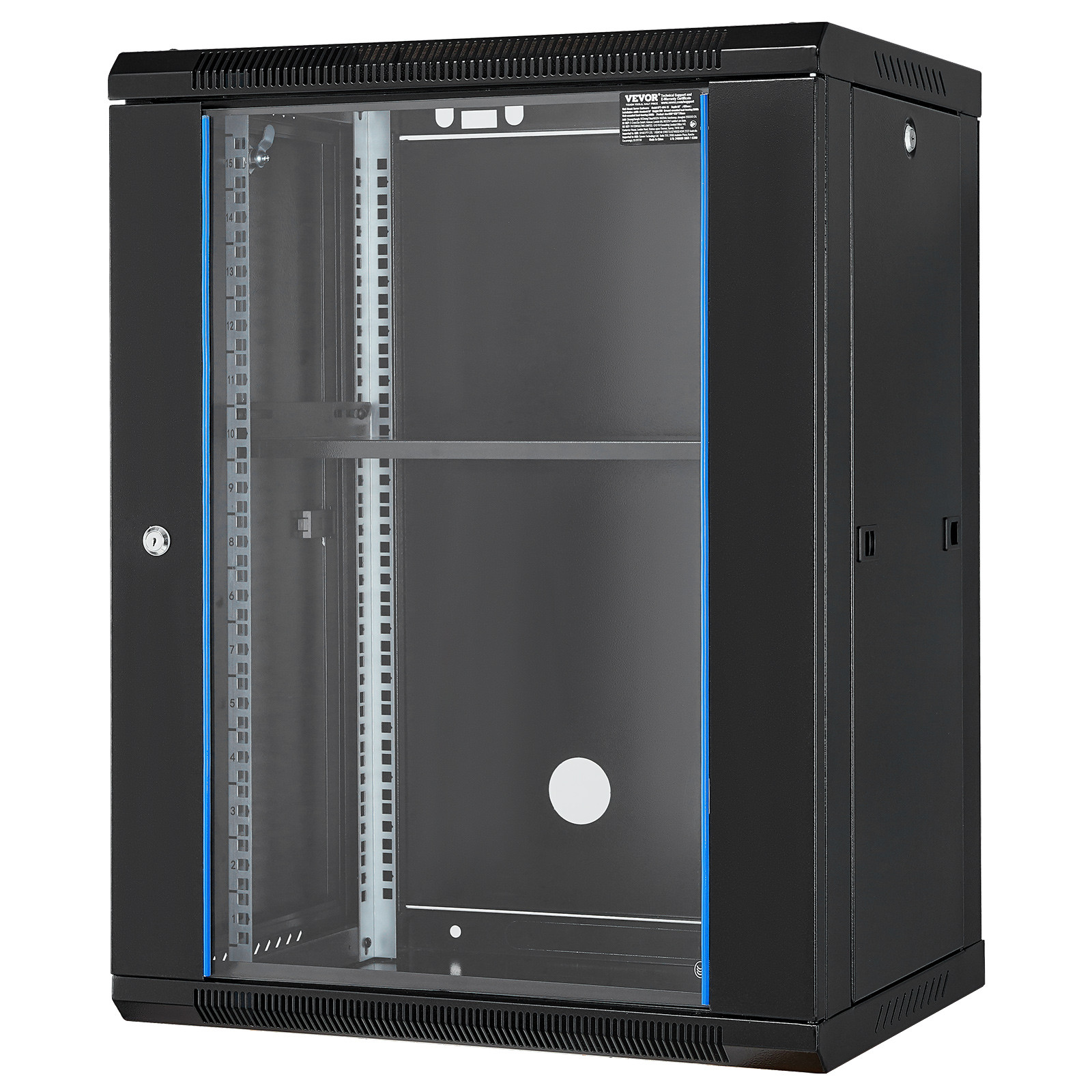 VEVOR 15U Wall Mount Network Server Rack Cabinet Enclosure 18'' Glass Door Lock