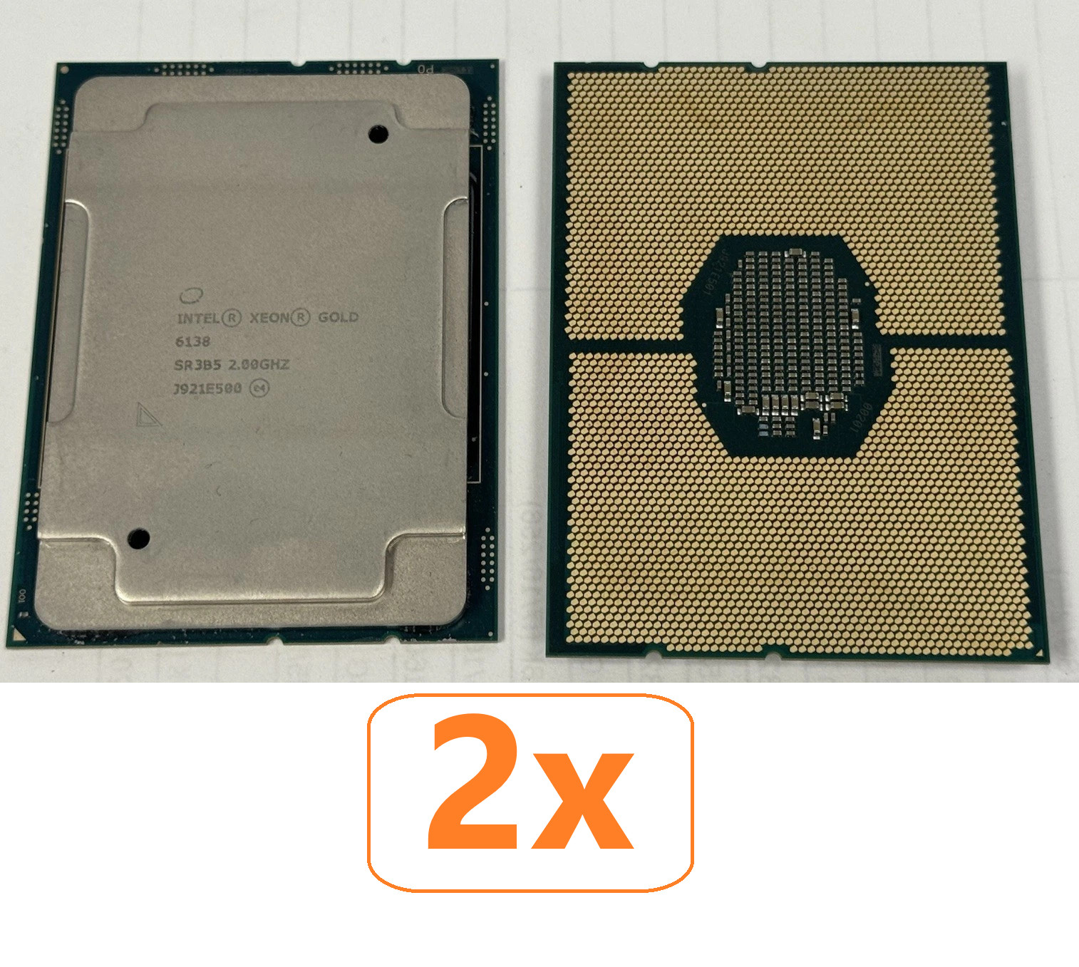 Lot of 2 - Intel Xeon Gold 6138 2.0 GHz 20 Cores SR3B5 CPU LGA3647 (Socket P)