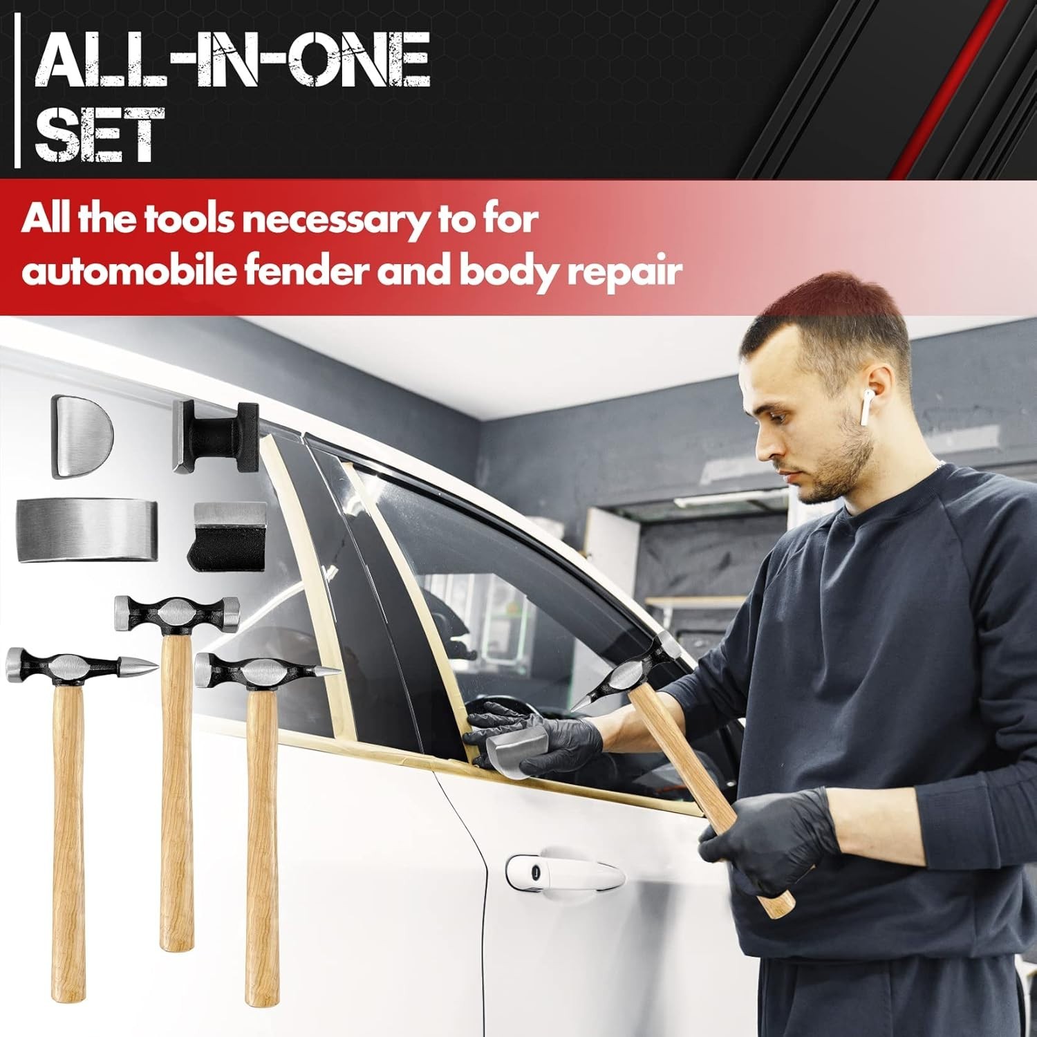 7 PC Auto Body Repair Tool Kit,7 Piece, Car Body Repair Tool Kit, Carbon Steel