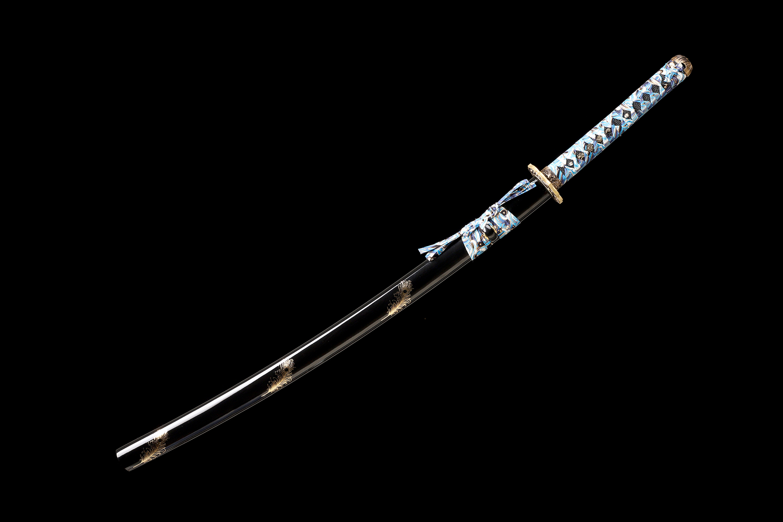 KATOKU Katana Samurai Sword Damascus Steel Brass Tsuba Razor Sharp New Blade