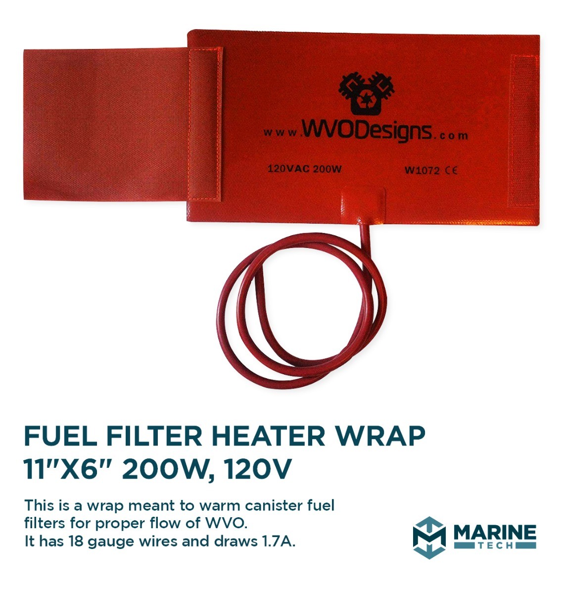 Fuel Filter Heater Wrap 200W 120V - Large
