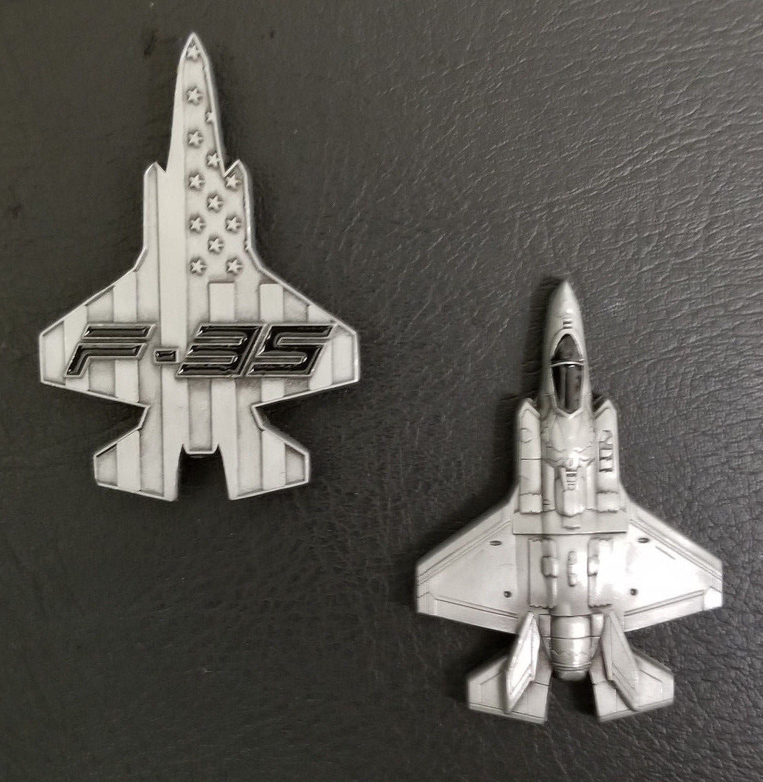 F-35 Lightning II Military Aircraft Shaped Challenge Coin