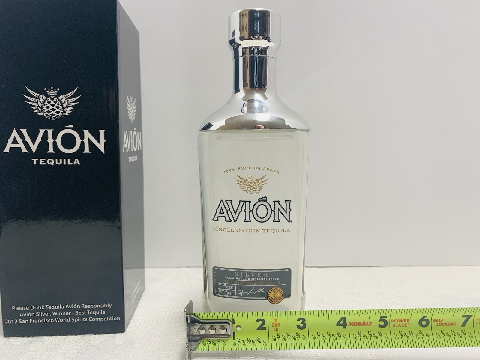 Avion Silver Tequila Ultra Premium Glass & Brushed Stainless Steel Shaker New