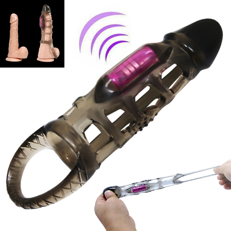 Vibrating Cock Penis Ring Sleeve Condom for Couple Men Vibrator Sex Toy Enhancer