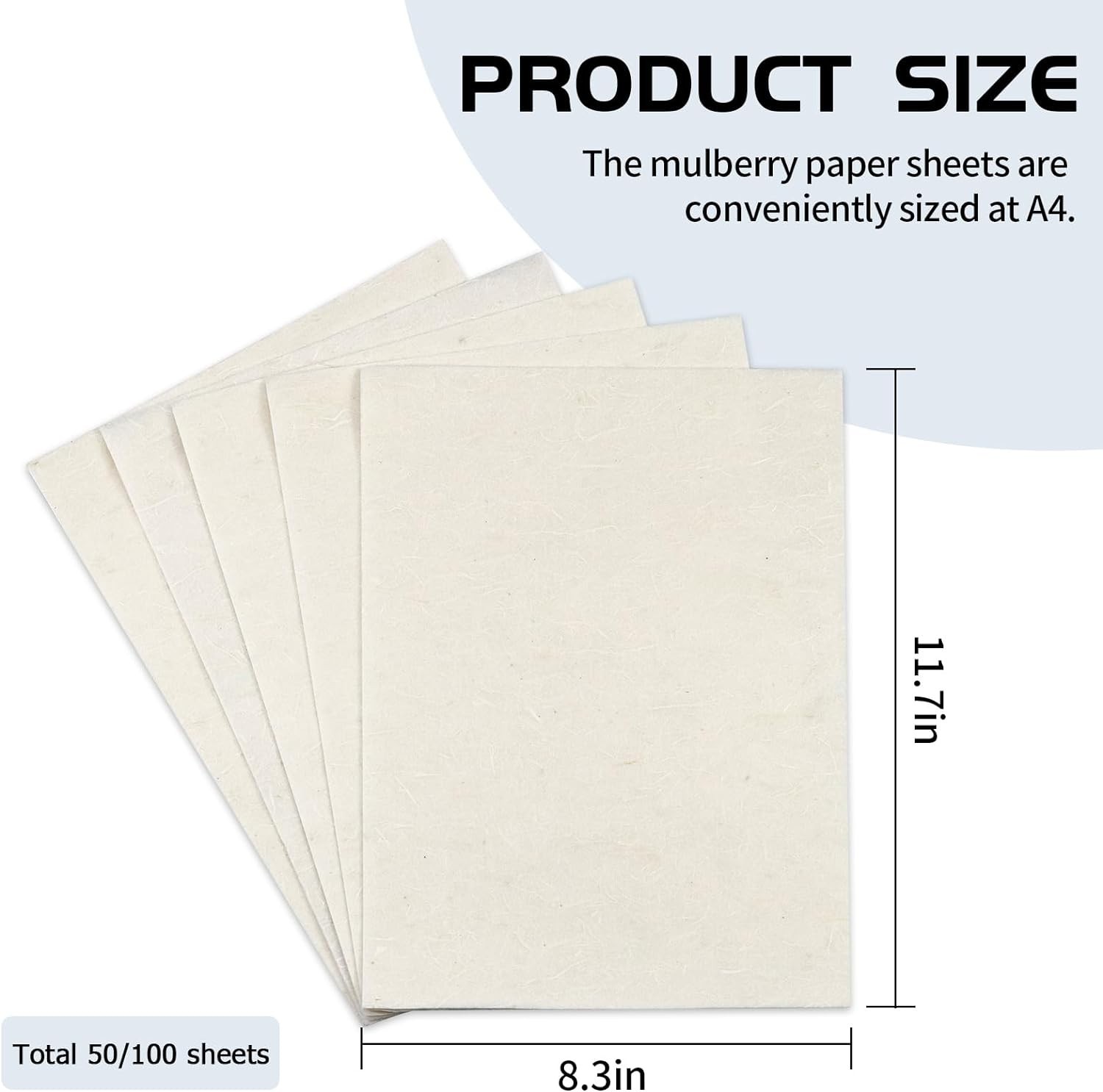 100 Sheets A4 Mulberry Paper Sheets Natural Fiber Rice Papers,8.3x11.7in Natu...