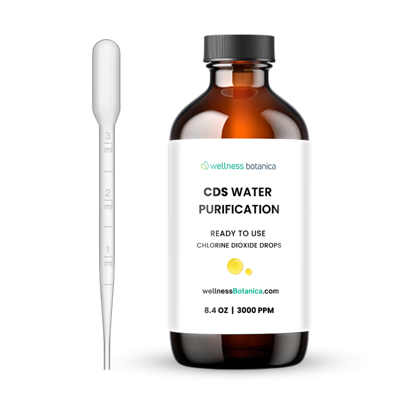 CDS Water Purification Solution 250ml 8.4oz Ready to Use Pure Drops (In Glass)