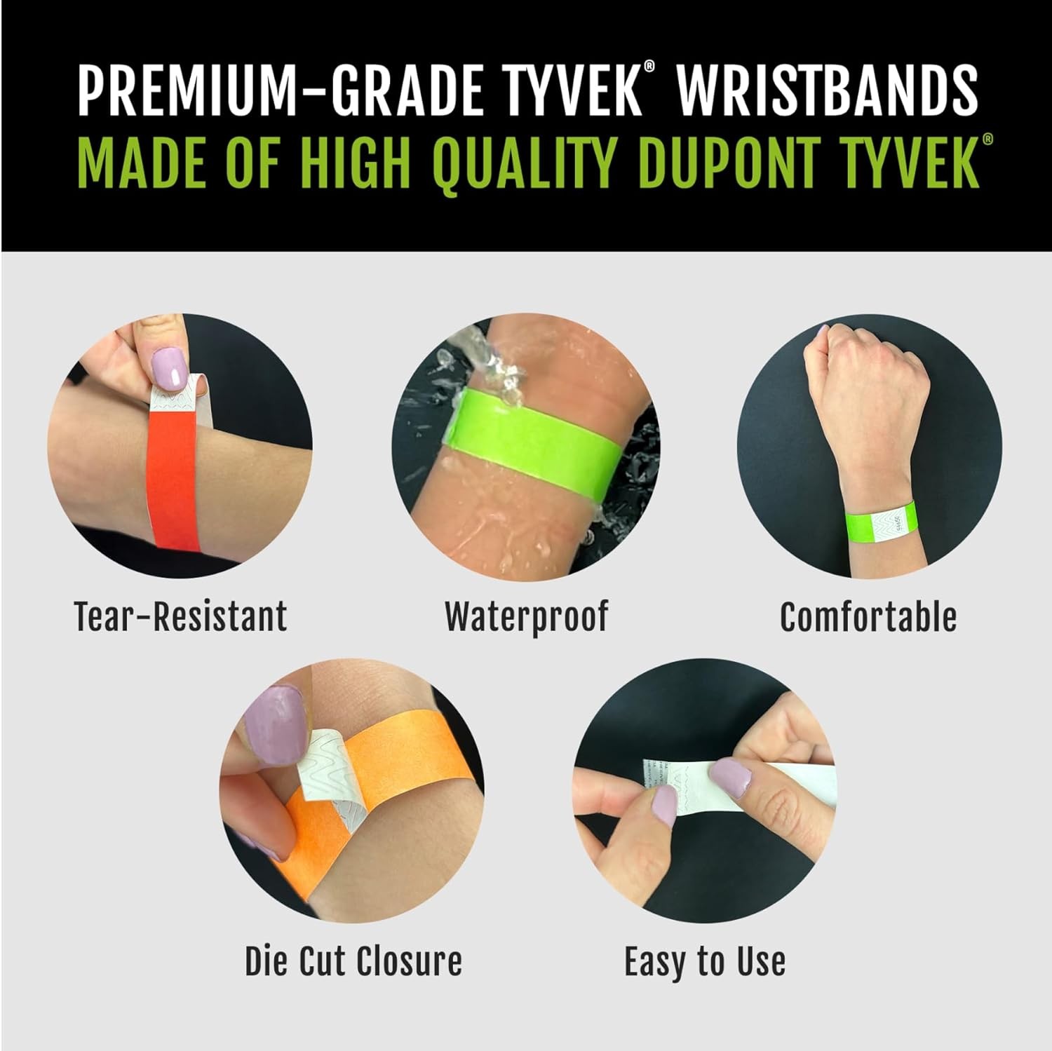 200 Tyvek Wristbands for Events, 20-Color Variety Pack – Tamper-Proof Design Pr