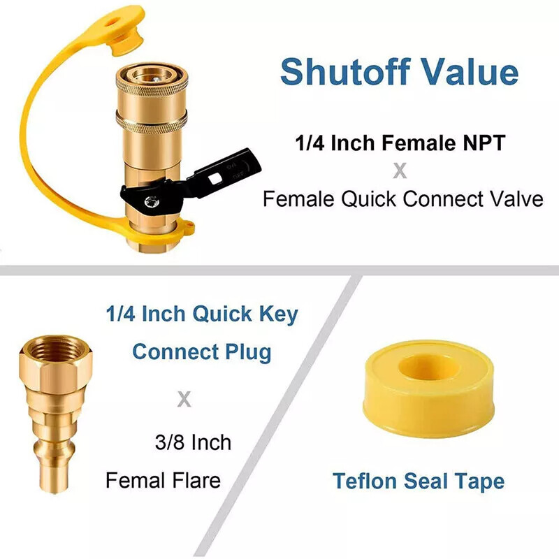 RV Quick Connect Fittings 1/4" NPT Propane Hose Adapter Set